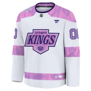Fanatics Los Angeles Kings Hockey Fights Cancer Personalisiert 24/25 Practice Trikot - Herren (Weiss)