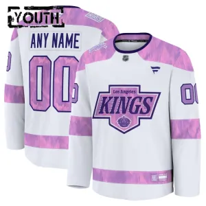 Fanatics Los Angeles Kings Hockey Fights Cancer Personalisiert 24/25 Practice Trikot - Kinder (Weiss)