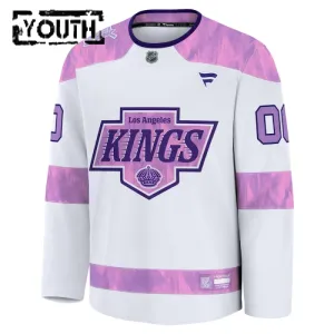 Fanatics Los Angeles Kings Hockey Fights Cancer Personalisiert 24/25 Practice Trikot - Kinder (Weiss)