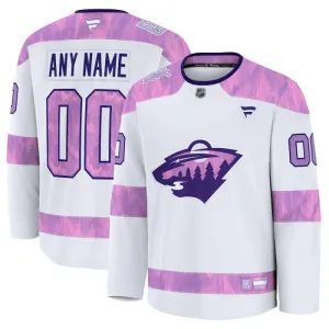 Fanatics Minnesota Wild Hockey Fights Cancer Personalisiert 24/25 Practice Trikot - Herren (Weiss)