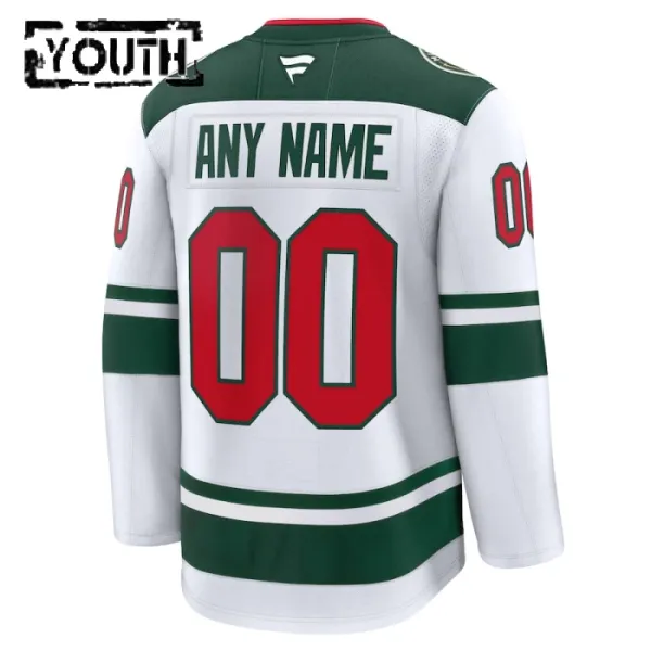Fanatics Minnesota Wild Personalisiert 24/25 Away Premium Trikot - Kinder (Weiss)