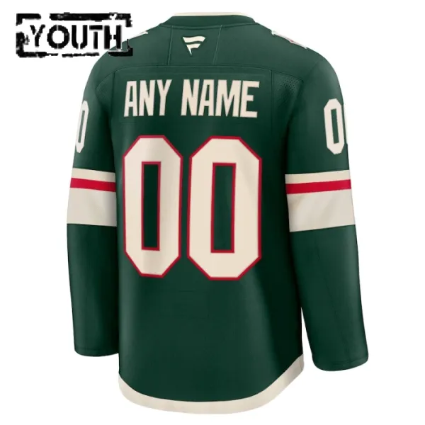 Fanatics Minnesota Wild Personalisiert 24/25 Home Premium Trikot - Kinder (Grün)