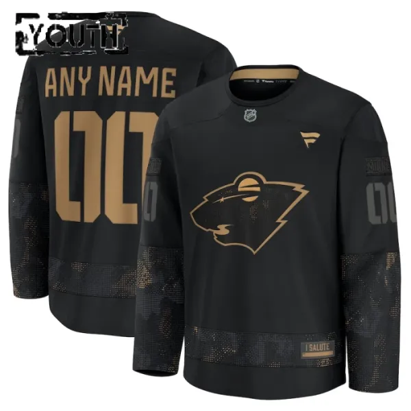 Fanatics Minnesota Wild Personalisiert 24/25 Military Appreciation Practice Trikot - Kinder (Schwarz) Fanatics Minnesota Wild Personalisiert 24/25 Military Appreciation Practice Trikot - Kinder (Schwarz)