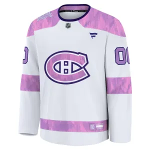 Fanatics Montreal Canadiens Hockey Fights Cancer Personalisiert 24/25 Practice Trikot - Herren (Weiss)