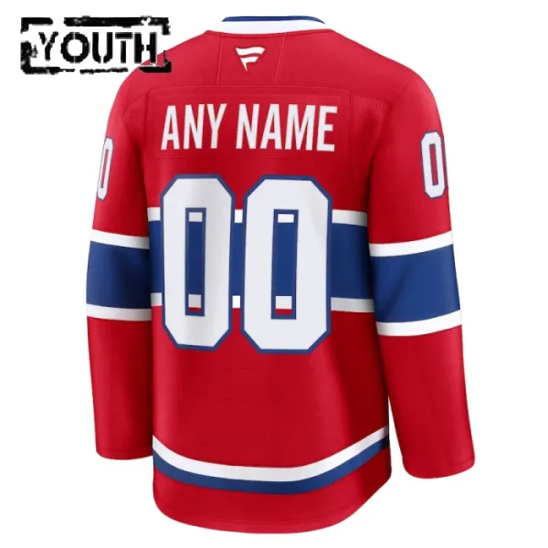 Fanatics Montreal Canadiens Personalisiert 24/25 Home Premium Trikot - Kinder (Rot)