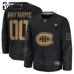 Fanatics Montreal Canadiens Personalisiert 24/25 Military Appreciation Practice Trikot - Kinder (Schwarz)
