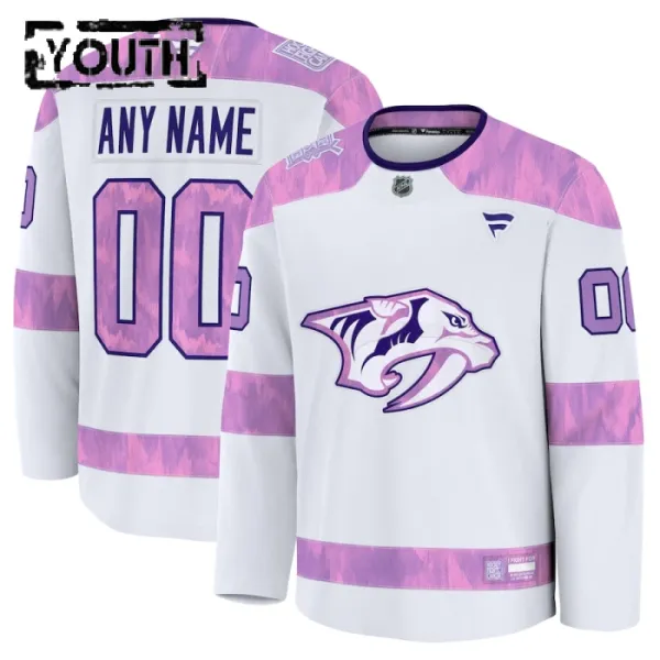 Fanatics Nashville Predators Hockey Fights Cancer Personalisiert 24/25 Practice Trikot - Kinder (Weiss) Fanatics Nashville Predators Hockey Fights Cancer Personalisiert 24/25 Practice Trikot - Kinder (Weiss)
