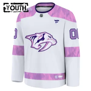 Fanatics Nashville Predators Hockey Fights Cancer Personalisiert 24/25 Practice Trikot - Kinder (Weiss)