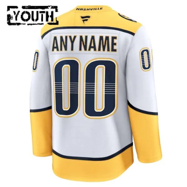 Fanatics Nashville Predators Personalisiert 24/25 Away Premium Trikot - Kinder (Weiss)