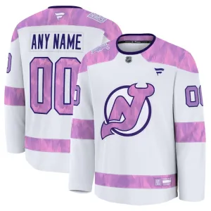 Fanatics New Jersey Devils Hockey Fights Cancer Personalisiert 24/25 Practice Trikot - Herren (Weiss)