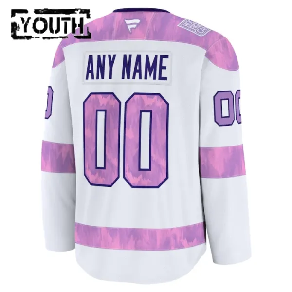 Fanatics New Jersey Devils Hockey Fights Cancer Personalisiert 24/25 Practice Trikot - Kinder (Weiss)