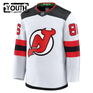 Fanatics New Jersey Devils Jack Hughes 24/25 Away Premium Trikot - Kinder (Weiss)