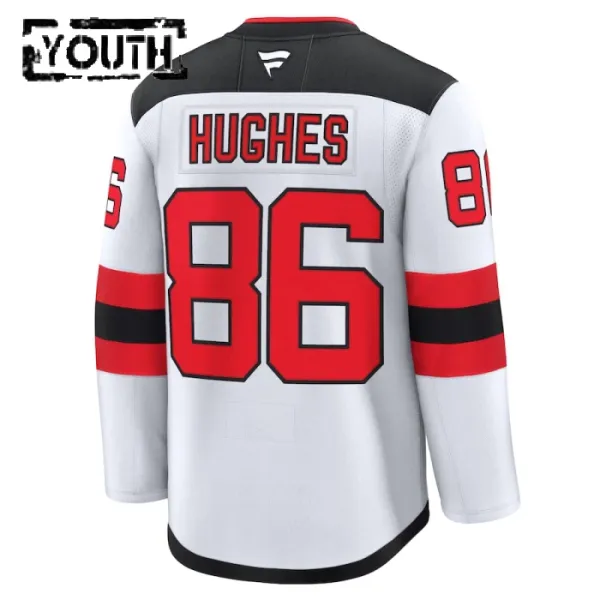 Fanatics New Jersey Devils Jack Hughes 24/25 Away Premium Trikot - Kinder (Weiss)