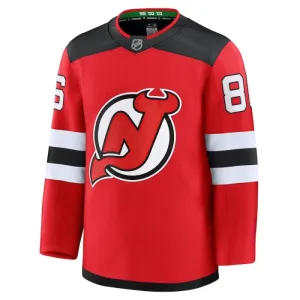 Fanatics New Jersey Devils Jack Hughes 24/25 Home Premium Trikot - Herren (Rot)