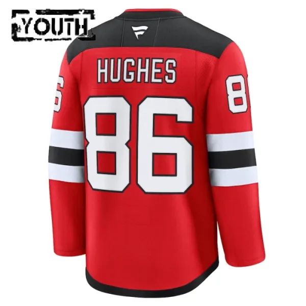 Fanatics New Jersey Devils Jack Hughes 24/25 Home Premium Trikot - Kinder (Rot)