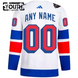 Adidas New York Rangers Personalisiert 2024 Premium Stadium Series Trikot - Kinder (Weiss)