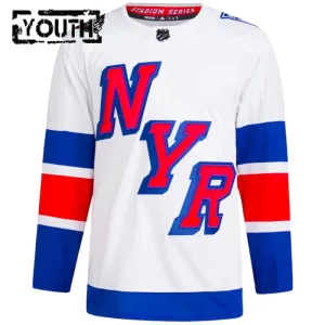 Adidas New York Rangers Personalisiert 2024 Premium Stadium Series Trikot - Kinder (Weiss)