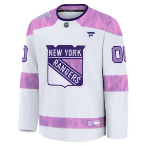 Fanatics New York Rangers Hockey Fights Cancer Personalisiert 24/25 Practice Trikot - Herren (Weiss)