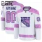 Fanatics New York Rangers Hockey Fights Cancer Personalisiert 24/25 Practice Trikot - Kinder (Weiss)