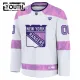 Fanatics New York Rangers Hockey Fights Cancer Personalisiert 24/25 Practice Trikot - Kinder (Weiss)