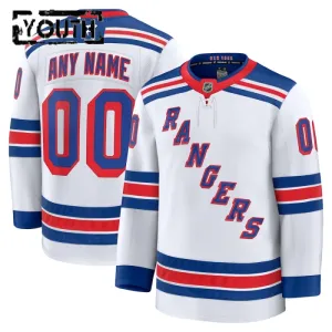 Fanatics New York Rangers Personalisiert 24/25 Away Premium Trikot - Kinder (Weiss)