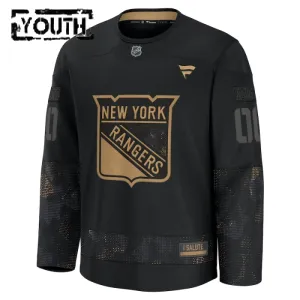 Fanatics New York Rangers Personalisiert 24/25 Military Appreciation Practice Trikot - Kinder (Schwarz)