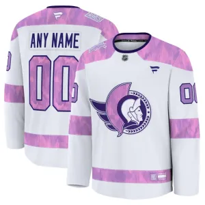 Fanatics Ottawa Senators Hockey Fights Cancer Personalisiert 24/25 Practice Trikot - Herren (Weiss)