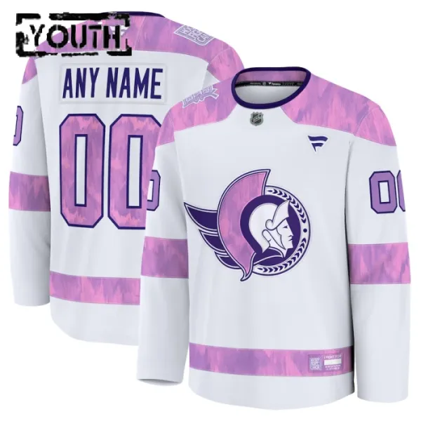 Fanatics Ottawa Senators Hockey Fights Cancer Personalisiert 24/25 Practice Trikot - Kinder (Weiss) Fanatics Ottawa Senators Hockey Fights Cancer Personalisiert 24/25 Practice Trikot - Kinder (Weiss)