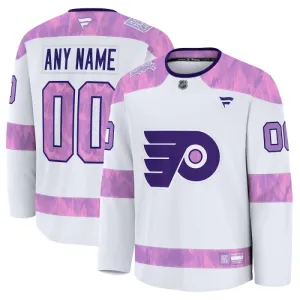 Fanatics Philadelphia Flyers Hockey Fights Cancer Personalisiert 24/25 Practice Trikot - Herren (Weiss)