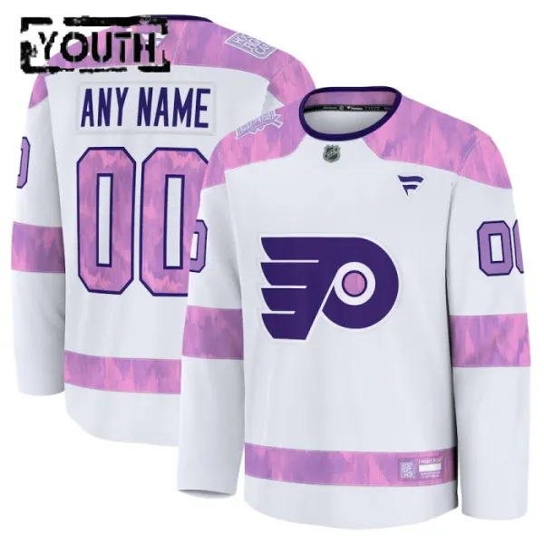 Fanatics Philadelphia Flyers Hockey Fights Cancer Personalisiert 24/25 Practice Trikot - Kinder (Weiss) Fanatics Philadelphia Flyers Hockey Fights Cancer Personalisiert 24/25 Practice Trikot - Kinder (Weiss)