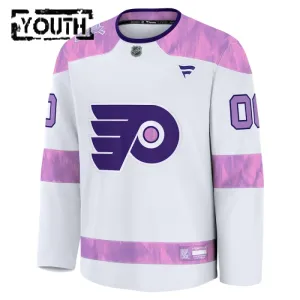 Fanatics Philadelphia Flyers Hockey Fights Cancer Personalisiert 24/25 Practice Trikot - Kinder (Weiss)