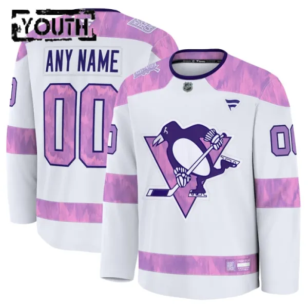 Fanatics Pittsburgh Penguins Hockey Fights Cancer Personalisiert 24/25 Practice Trikot - Kinder (Weiss) Fanatics Pittsburgh Penguins Hockey Fights Cancer Personalisiert 24/25 Practice Trikot - Kinder (Weiss)
