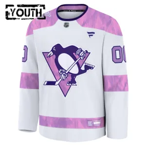 Fanatics Pittsburgh Penguins Hockey Fights Cancer Personalisiert 24/25 Practice Trikot - Kinder (Weiss)