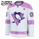 Fanatics Pittsburgh Penguins Hockey Fights Cancer Personalisiert 24/25 Practice Trikot - Kinder (Weiss)