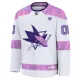 Fanatics San Jose Sharks Hockey Fights Cancer Personalisiert 24/25 Practice Trikot - Herren (Weiss)