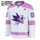 Fanatics San Jose Sharks Hockey Fights Cancer Personalisiert 24/25 Practice Trikot - Kinder (Weiss)