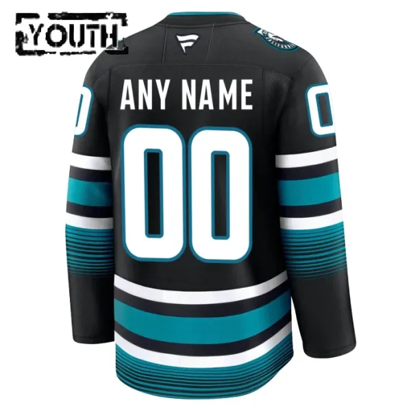 Fanatics San Jose Sharks Personalisiert 24/25 Alternate Premium Trikot - Kinder (Schwarz)