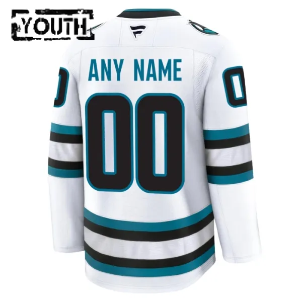 Fanatics San Jose Sharks Personalisiert 24/25 Away Premium Trikot - Kinder (Weiss)