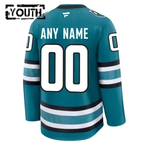 Fanatics San Jose Sharks Personalisiert 24/25 Home Premium Trikot - Kinder (Teal)