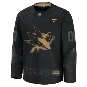 Fanatics San Jose Sharks Personalisiert 24/25 Military Appreciation Practice Trikot - Herren (Schwarz)