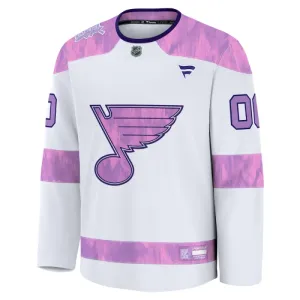 Fanatics St. Louis Blues Hockey Fights Cancer Personalisiert 24/25 Practice Trikot - Herren (Weiss)