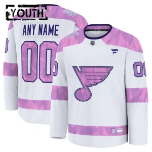 Fanatics St. Louis Blues Hockey Fights Cancer Personalisiert 24/25 Practice Trikot - Kinder (Weiss) Fanatics St. Louis Blues Hockey Fights Cancer Personalisiert 24/25 Practice Trikot - Kinder (Weiss)