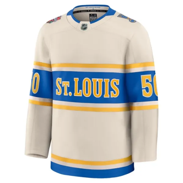 Fanatics St. Louis Blues Jordan Binnington 24/25 Premium Winter Classic Trikot - Herren (Weiss)