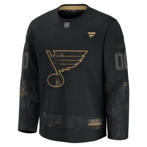 Fanatics St. Louis Blues Personalisiert 24/25 Military Appreciation Practice Trikot - Herren (Schwarz)