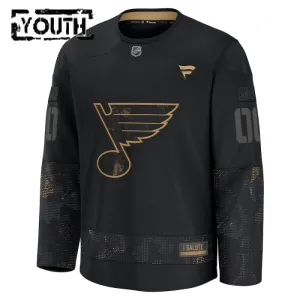 Fanatics St. Louis Blues Personalisiert 24/25 Military Appreciation Practice Trikot - Kinder (Schwarz)