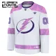 Fanatics Tampa Bay Lightning Hockey Fights Cancer Personalisiert 24/25 Practice Trikot - Kinder (Weiss)