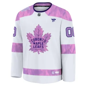 Fanatics Toronto Maple Leafs Hockey Fights Cancer Personalisiert 24/25 Practice Trikot - Herren (Weiss)