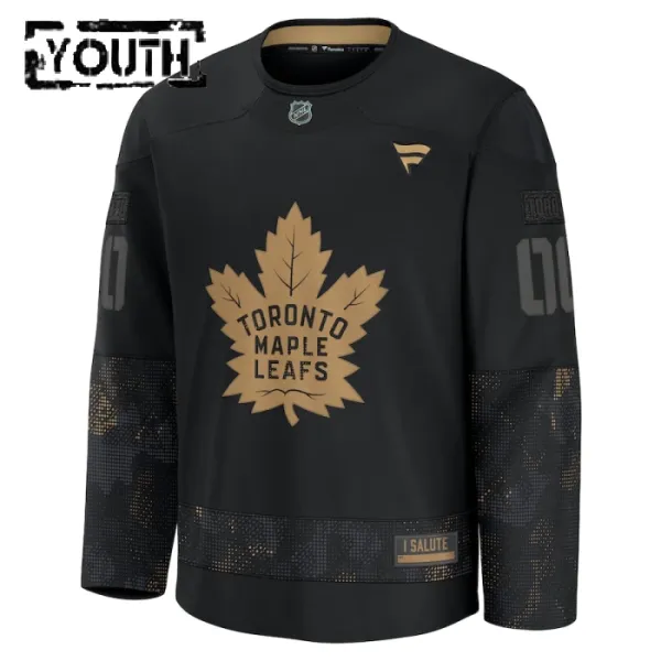 Fanatics Toronto Maple Leafs Personalisiert 24/25 Military Appreciation Practice Trikot - Kinder (Schwarz)