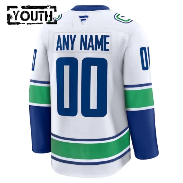 Fanatics Vancouver Canucks Personalisiert 24/25 Away Premium Trikot - Kinder (Weiss)