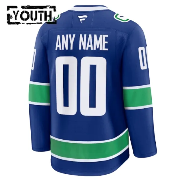 Fanatics Vancouver Canucks Personalisiert 24/25 Home Premium Trikot - Kinder (Blau)
